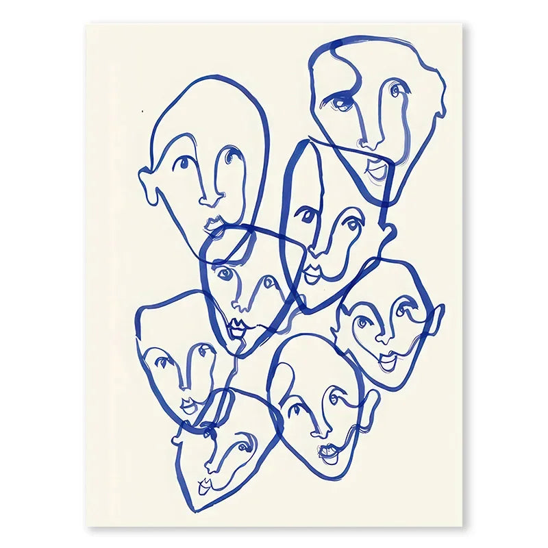 Blue Geometric Face Art Print