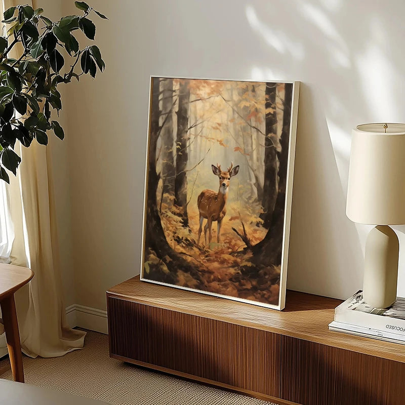 Autumn Countryside Deer Canvas