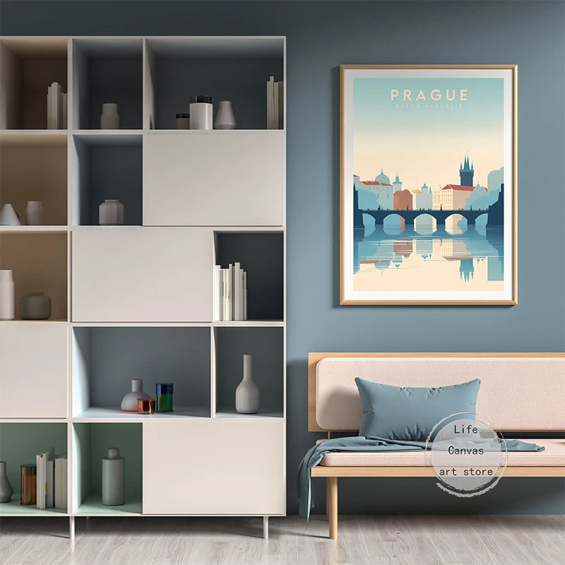 Retro Europe Travel Cities Poster