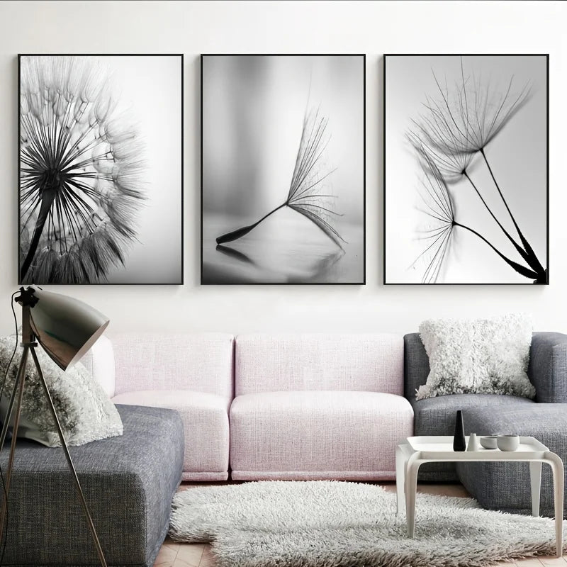 Black White Dandelion Poster