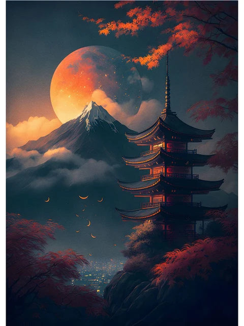 Fuji Cyberpunk Landscape Print