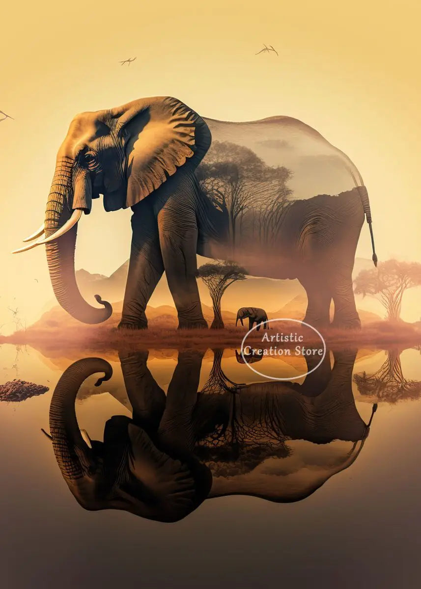 African Elephant Sunset Canvas