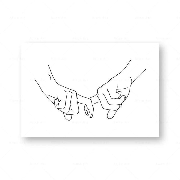 Minimalist Holding Hands Line Art