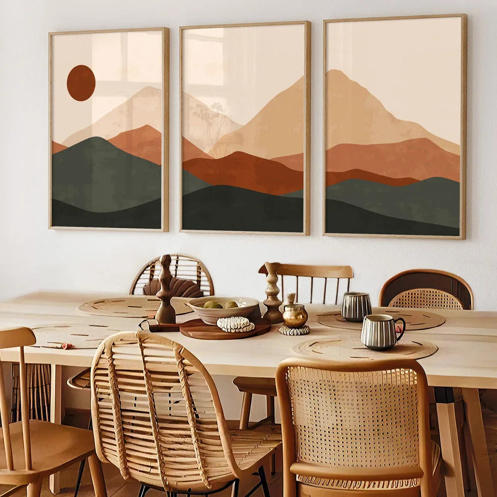 3-Piece Boho Mountain Canvas