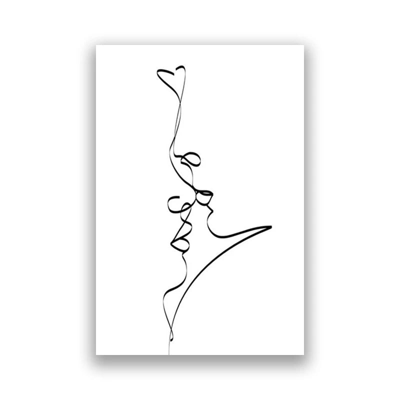 Single-Line Kiss Couple Poster