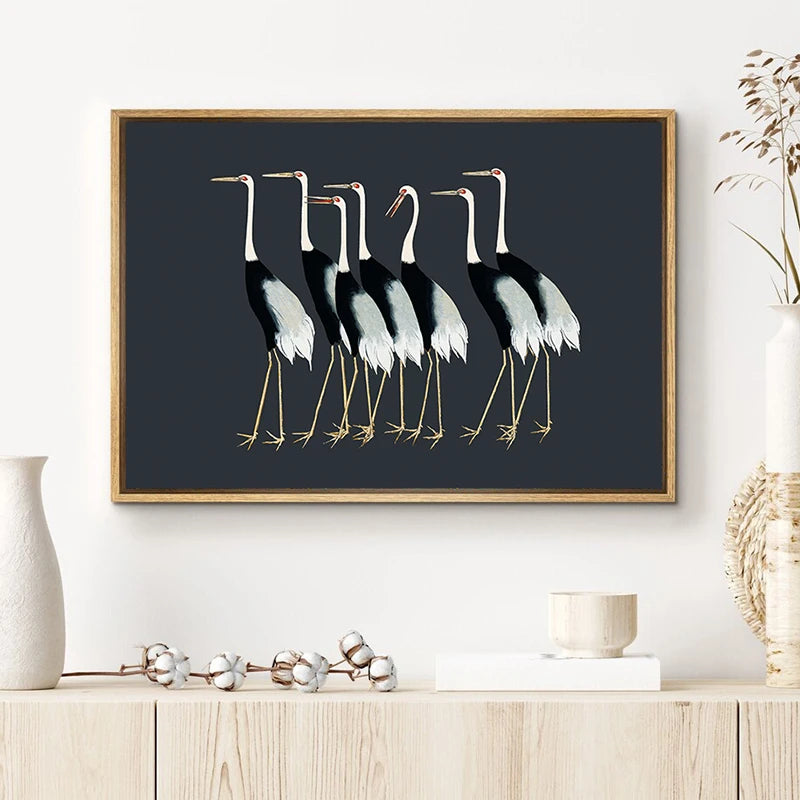 Hokusai Red Crane Art