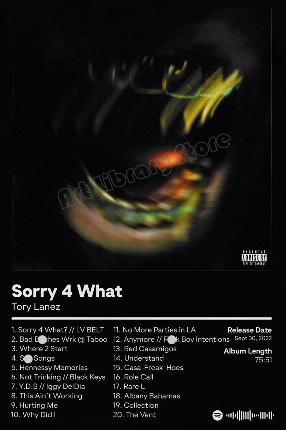 Tory Lanez Tracklist Poster