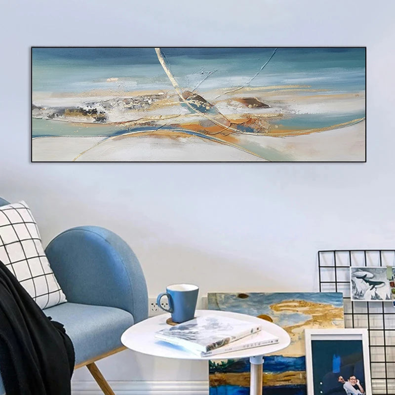 White Gold Line Landscape Print