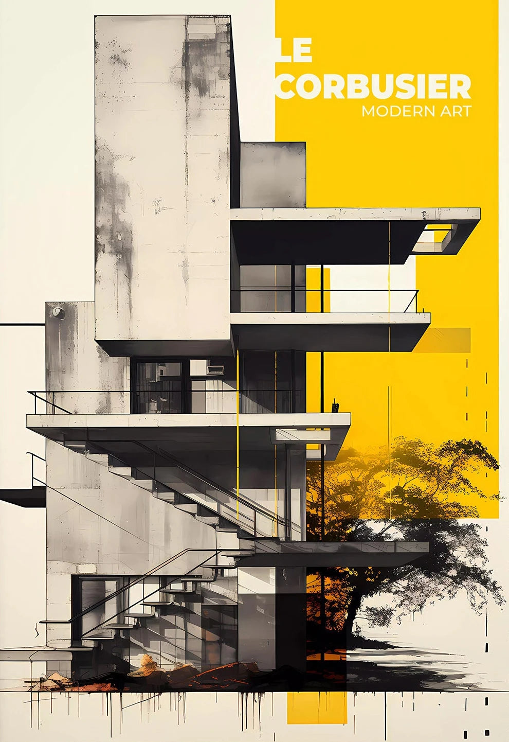 Fallingwater Bauhaus Architecture Poster