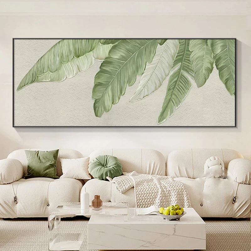Abstract Green Leaf Canvas