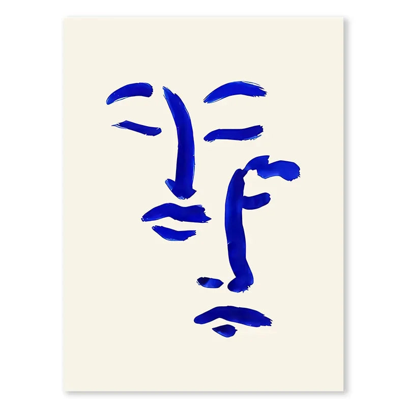 Blue Geometric Face Art Print