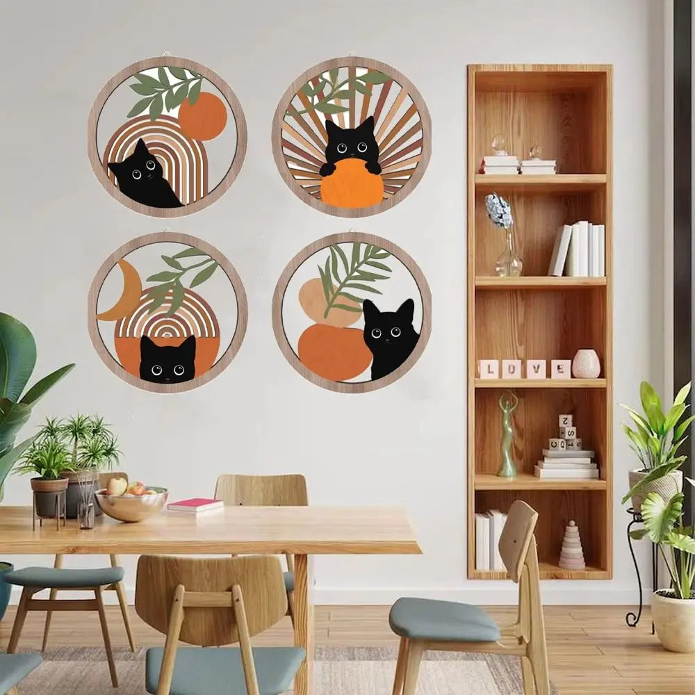 Boho Black Cat Wall Decor