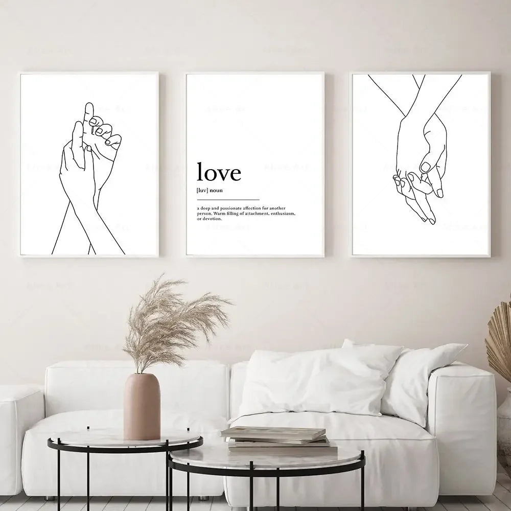 Minimalist Holding Hands Line Art