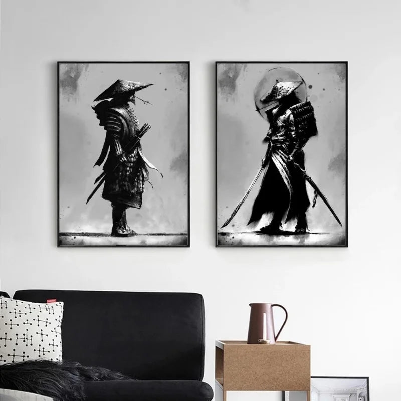 Samurai Black-White Wall Art