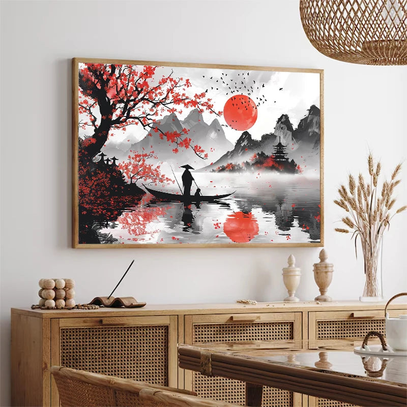 Japanese Ink Samurai Landscape