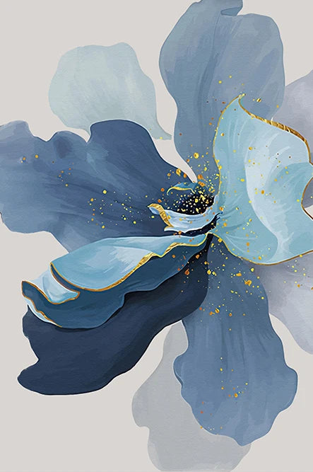 Blue Floral Abstract Print