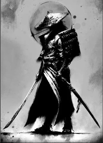 Samurai Black-White Wall Art