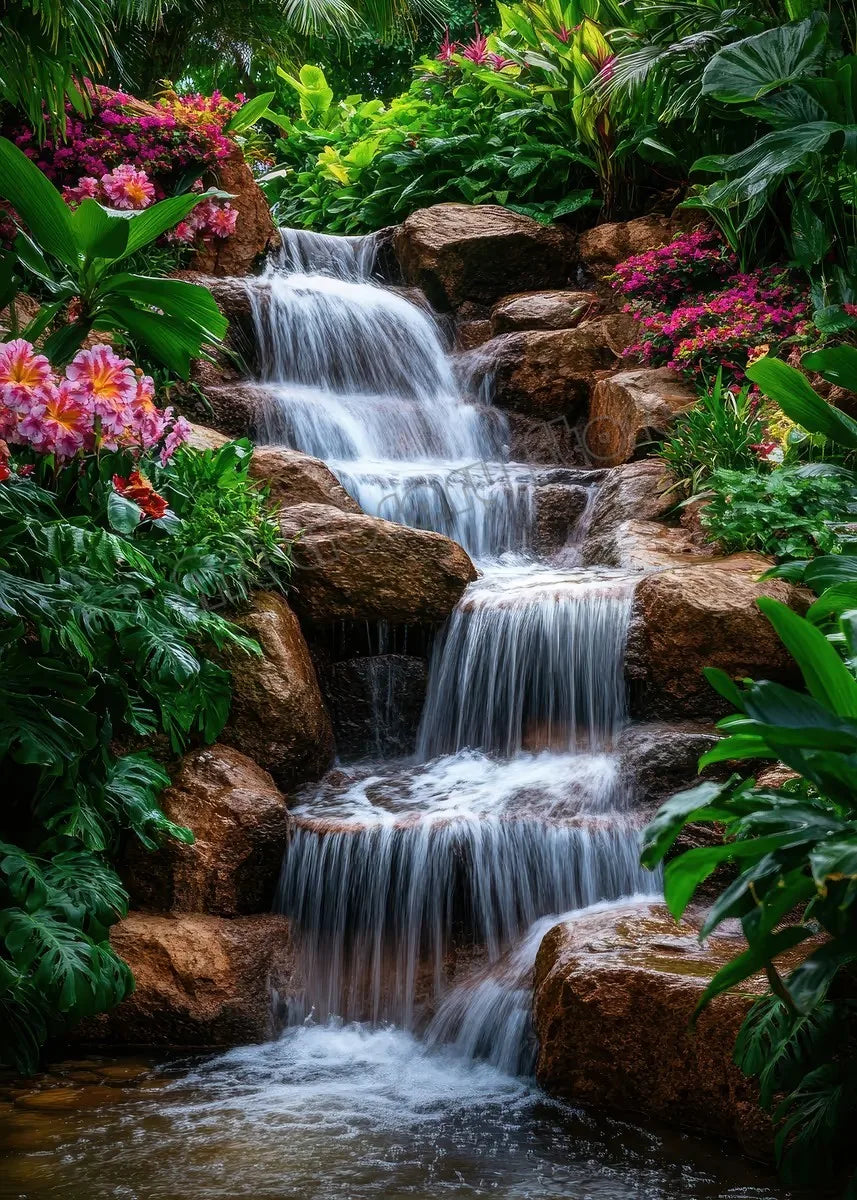 Zen Lake Waterfall Canvas