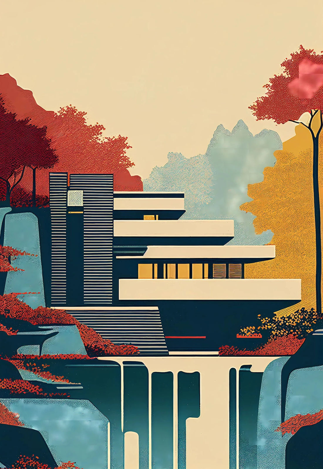 Fallingwater Bauhaus Architecture Poster