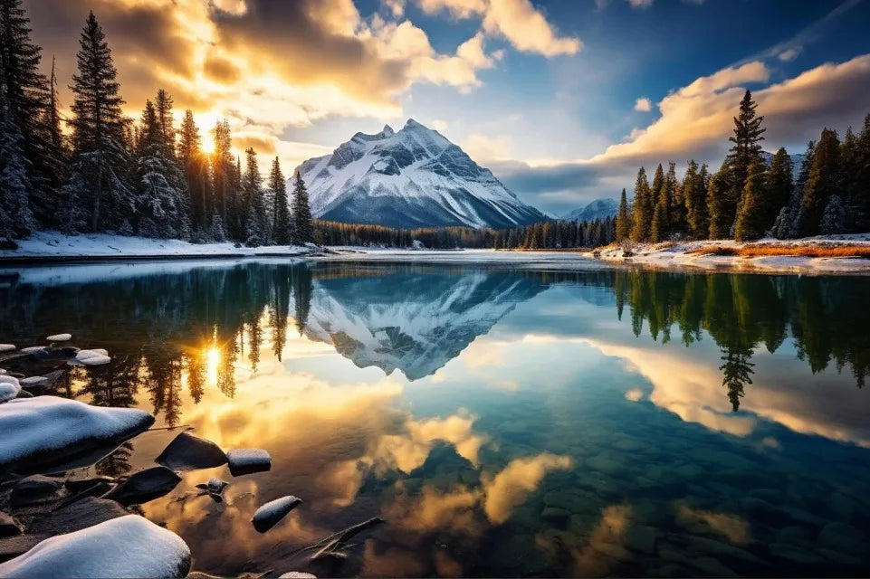 Northern Lights Lake Poster