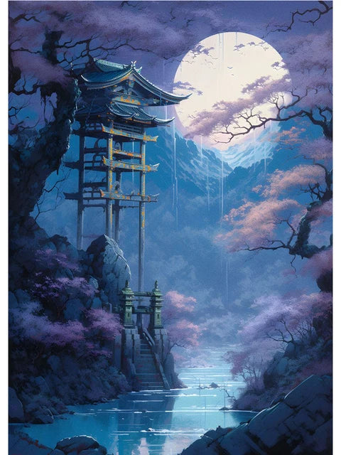 Fuji Cyberpunk Landscape Print