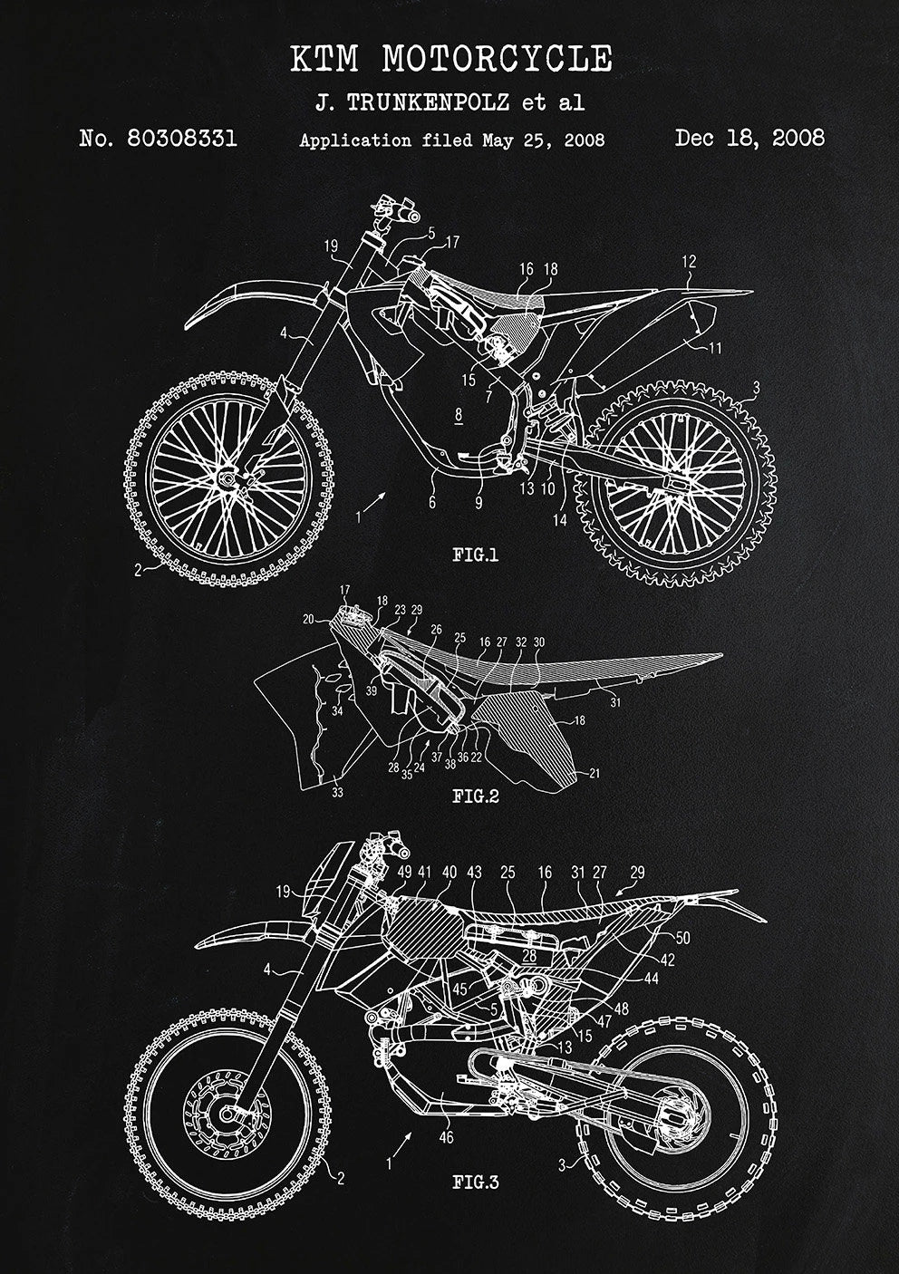 Motorcycle Patent Blueprint Art