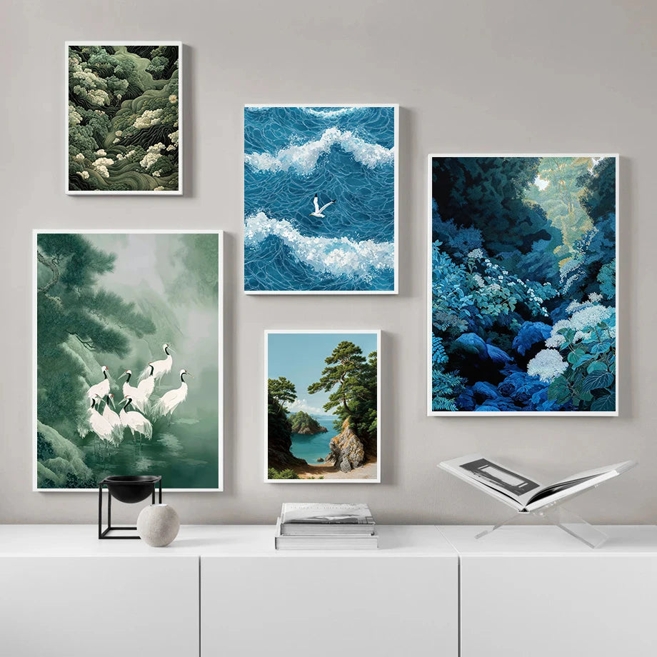 White Cranes Forest Poster