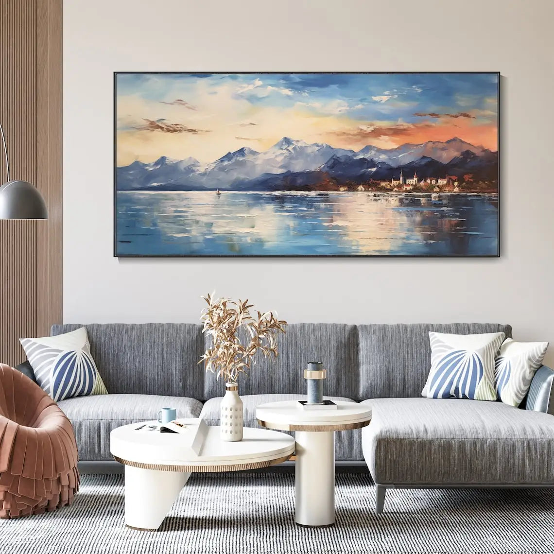 Blue Coastline Oil Canvas