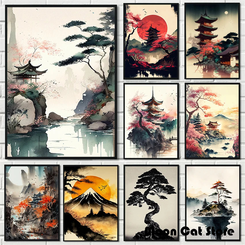 Zen Bonsai Pagoda Poster