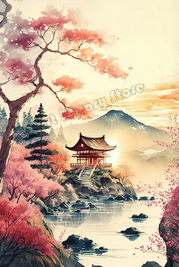 Zen Bonsai Pagoda Poster