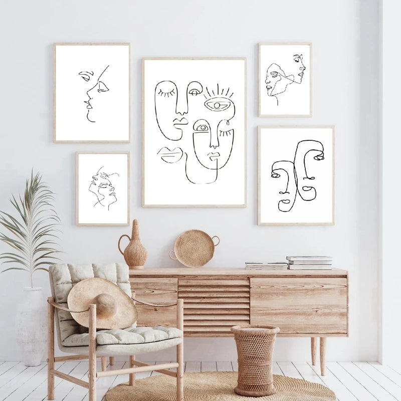 Single-Line Kiss Couple Poster