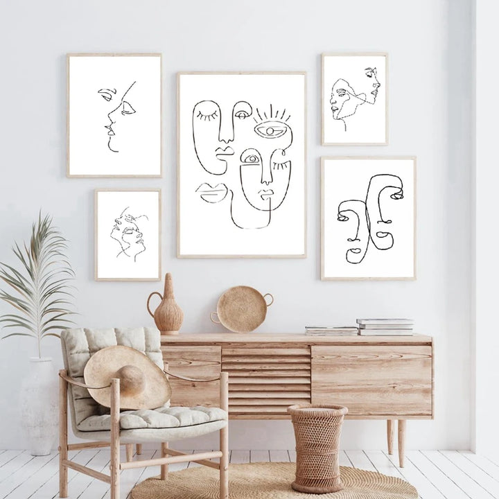 Single-Line Kiss Couple Poster