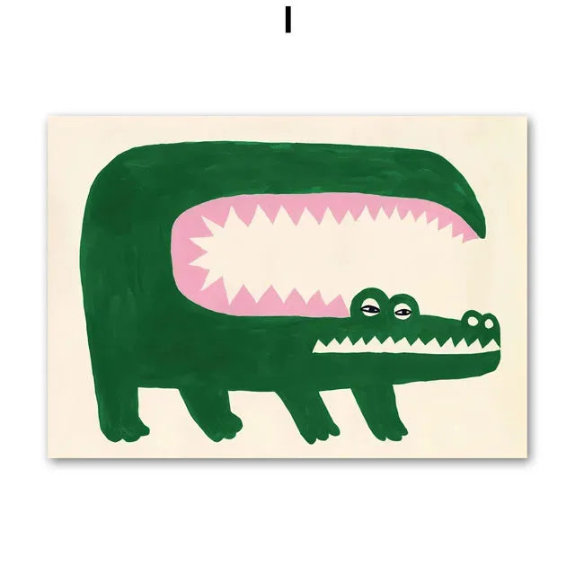 Colorful Crocodile Fish Abstract Canvas