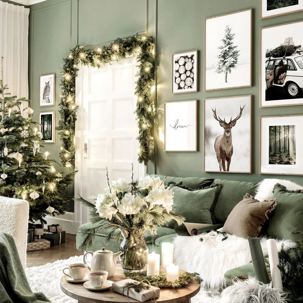 Winter Forest Deer Poster