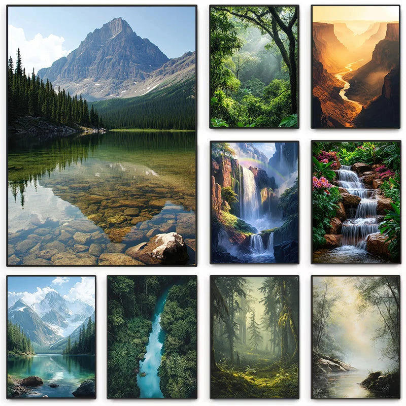 Zen Lake Waterfall Canvas