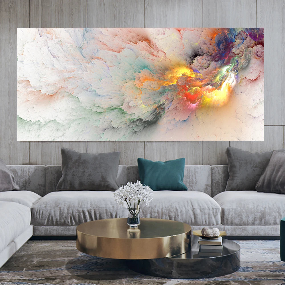 Grey Yellow Cloud Abstract Poster