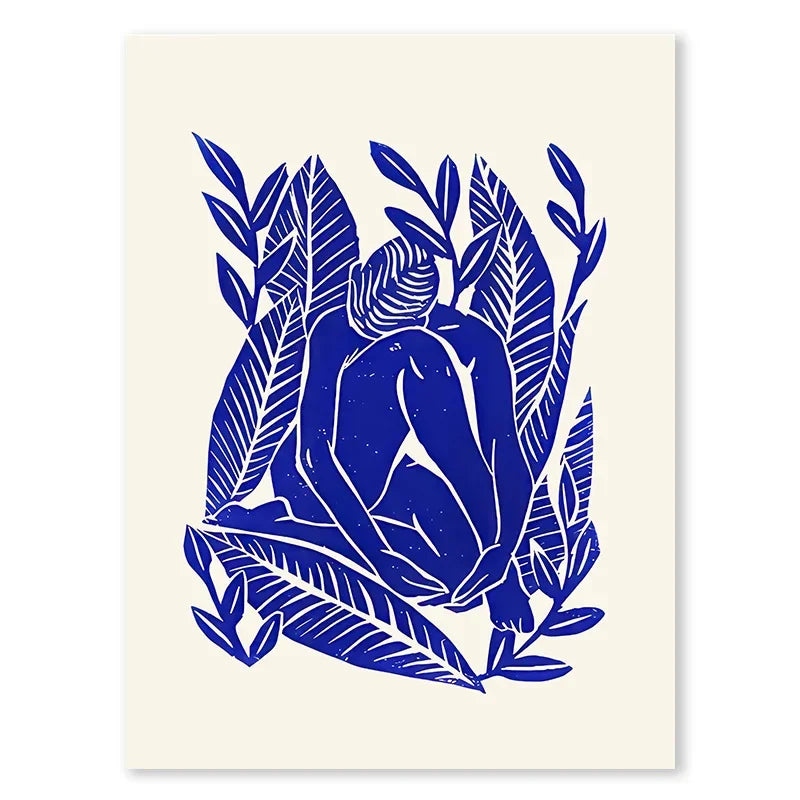 Blue Geometric Face Art Print