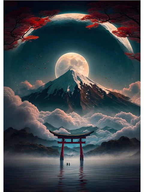 Fuji Cyberpunk Landscape Print