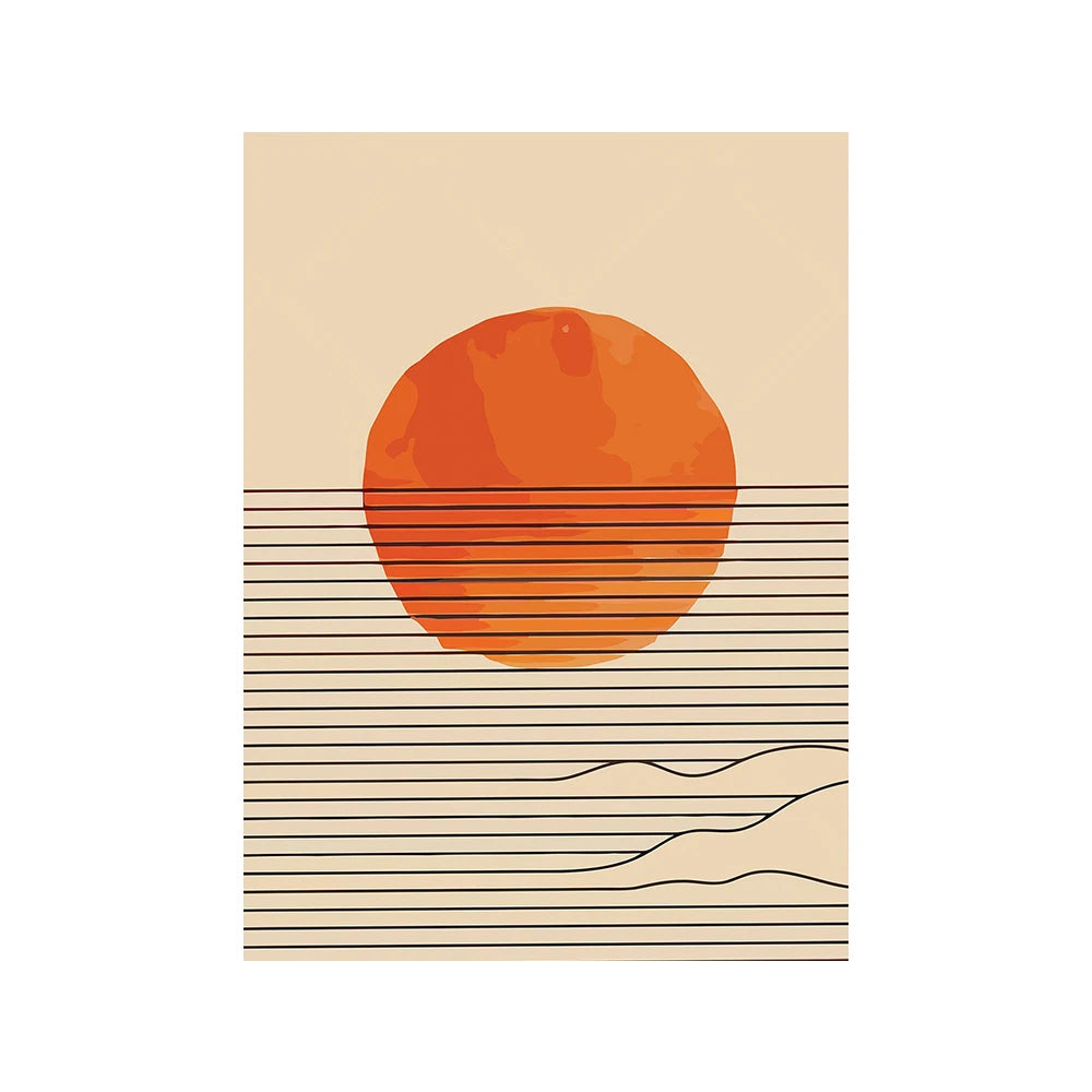 Burnt Orange Sunrise Sea Poster
