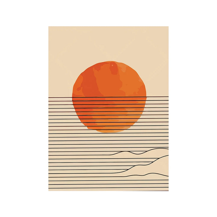 Burnt Orange Sunrise Sea Poster
