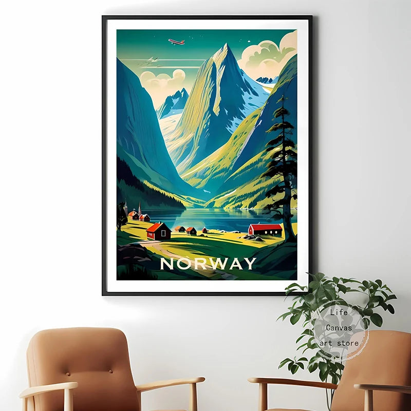 Retro Europe Travel Cities Poster