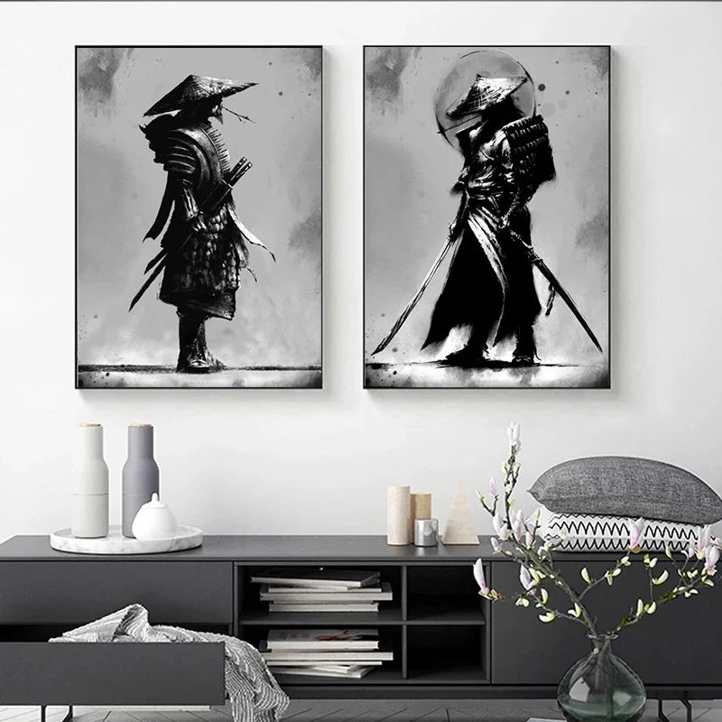 Samurai Black-White Wall Art