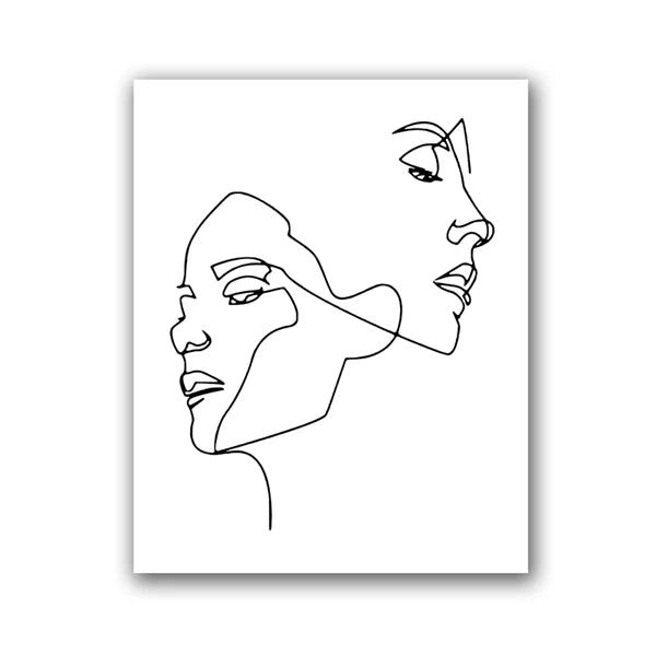 Single-Line Kiss Couple Poster