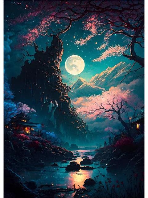 Fuji Cyberpunk Landscape Print