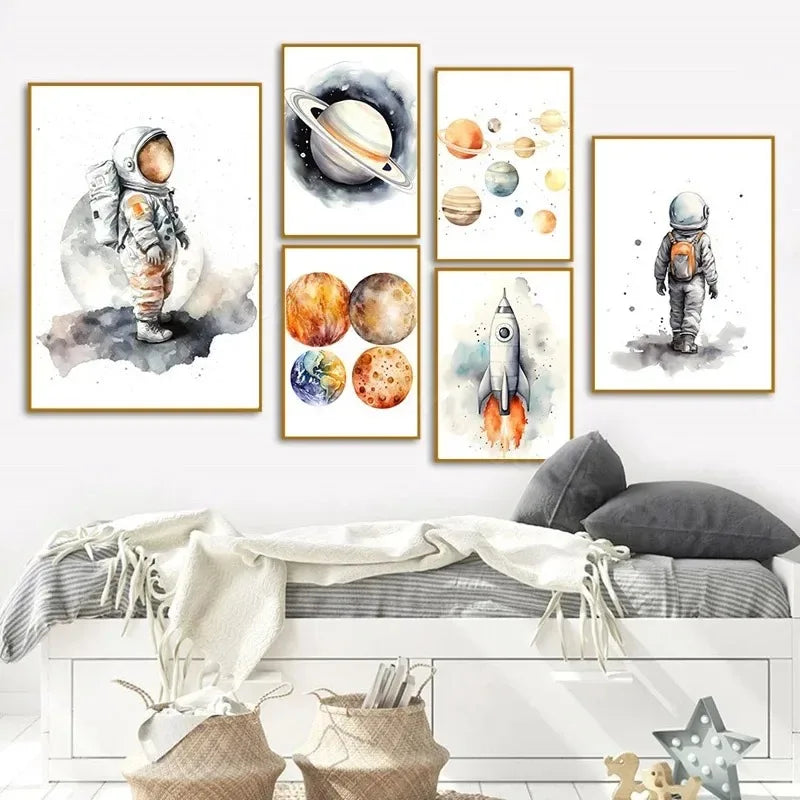 Space Rocket Nursery Art
