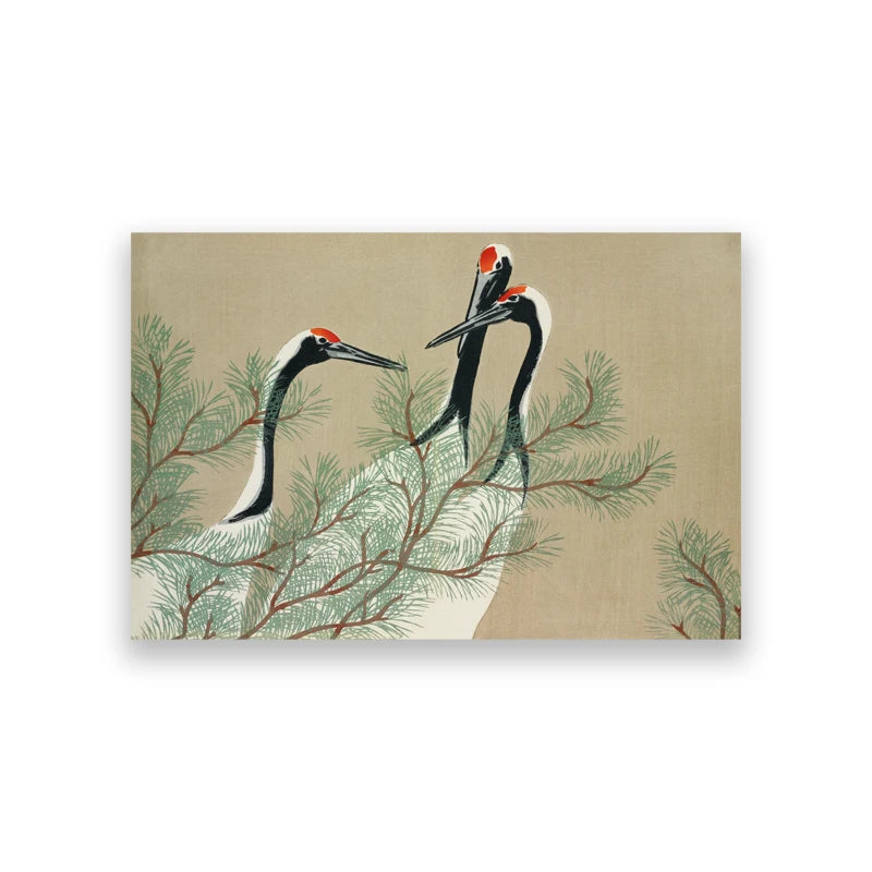 Hokusai Red Crane Art