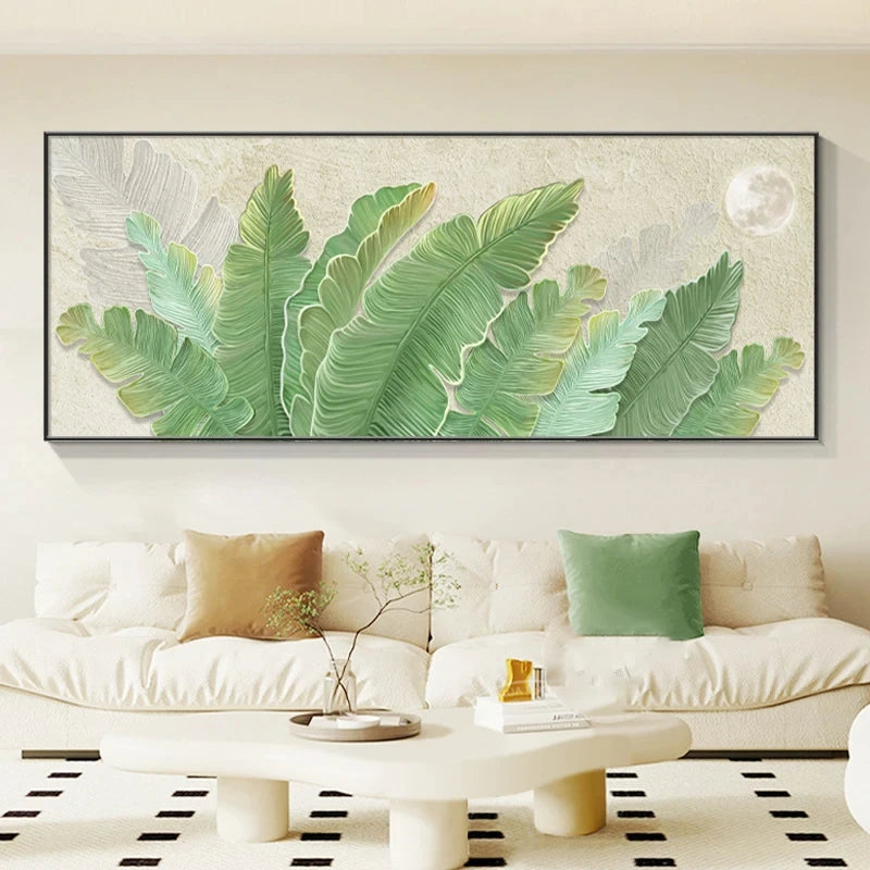 Abstract Green Leaf Canvas