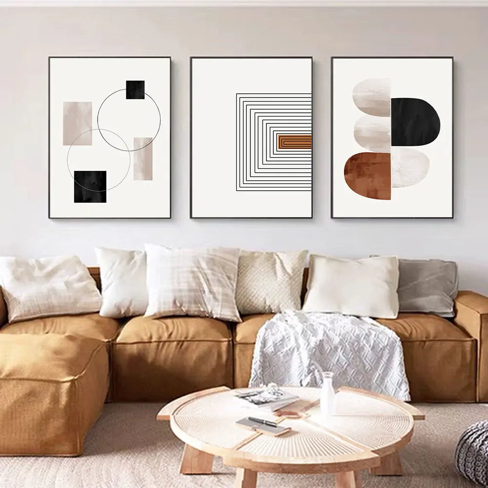 Black White Geometric Line Canvas