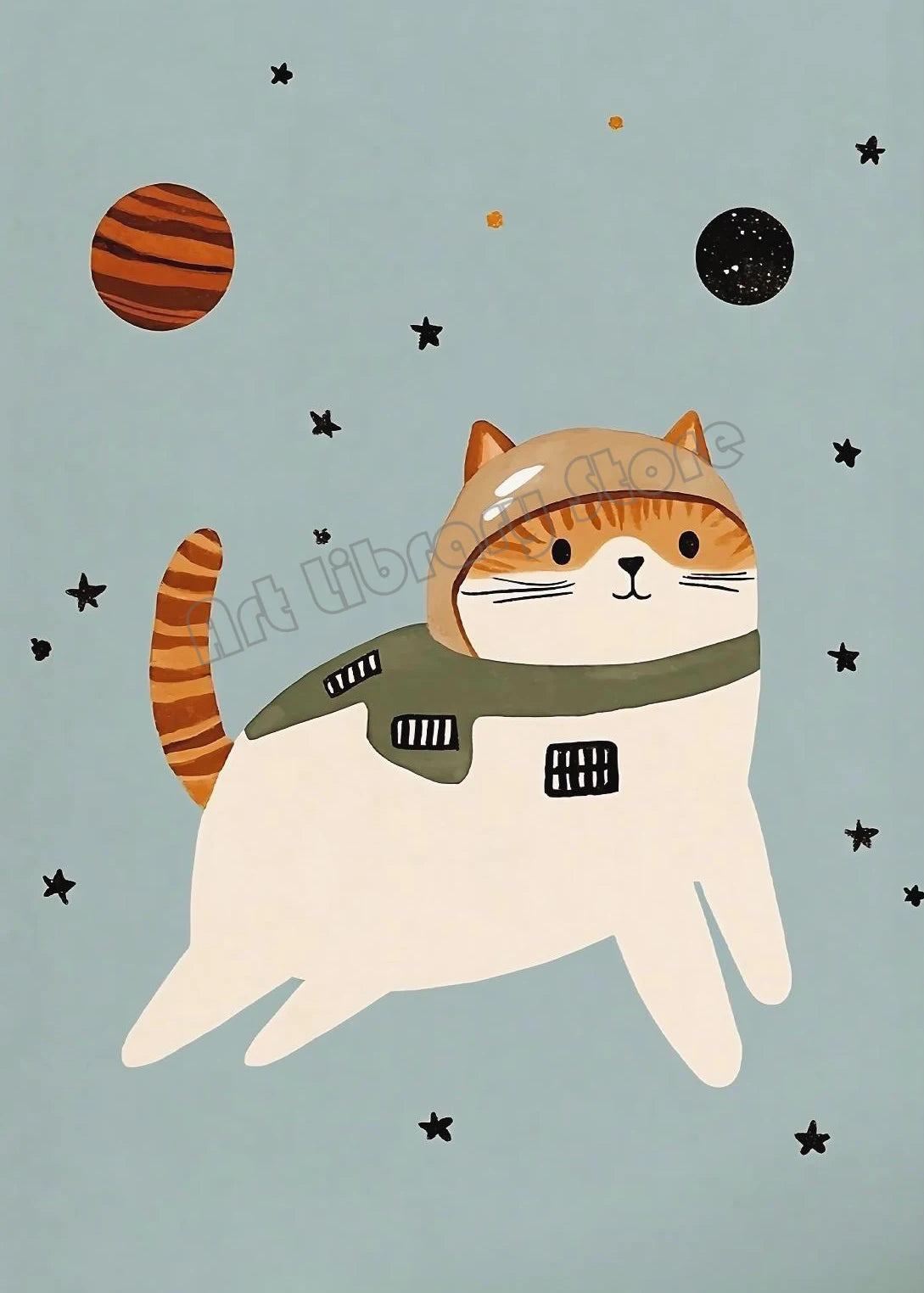 Astronaut Animals Nursery Poster