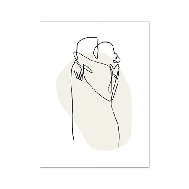 Single-Line Kiss Couple Poster
